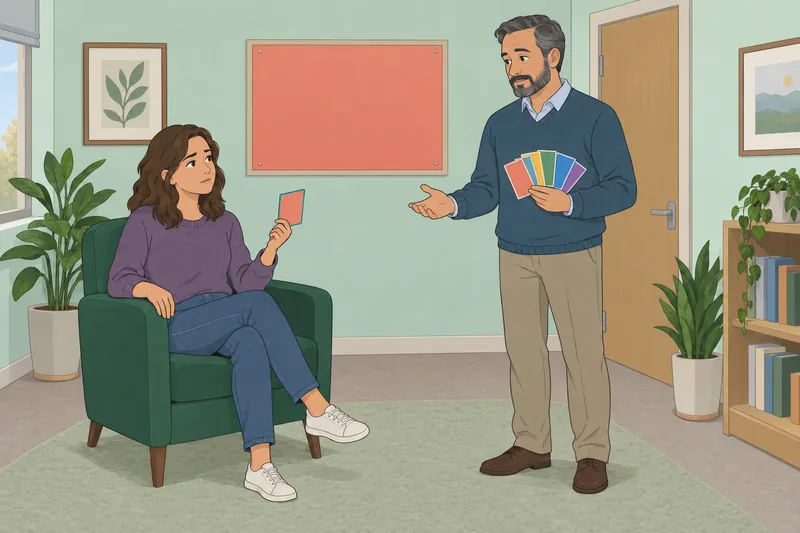 Perth Alexithymia Questionnaire: patient chooses a feeling card.
