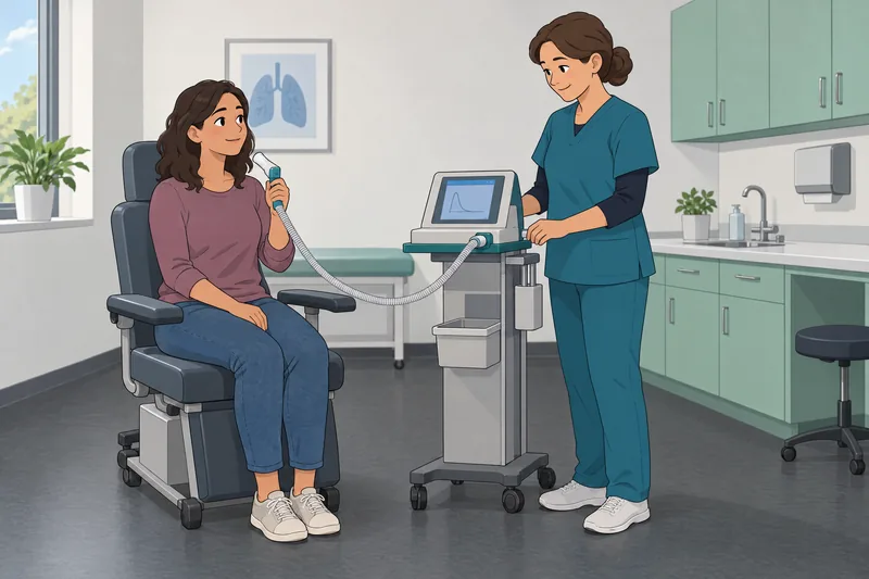 cuestionario sobre interpretación aparece en una clínica pulmonar.