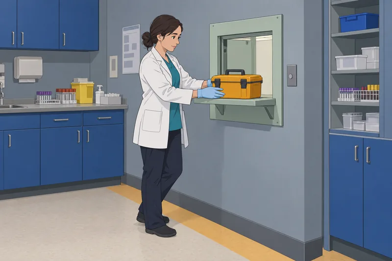 Phlebotomy Quiz shows secure specimen transport.