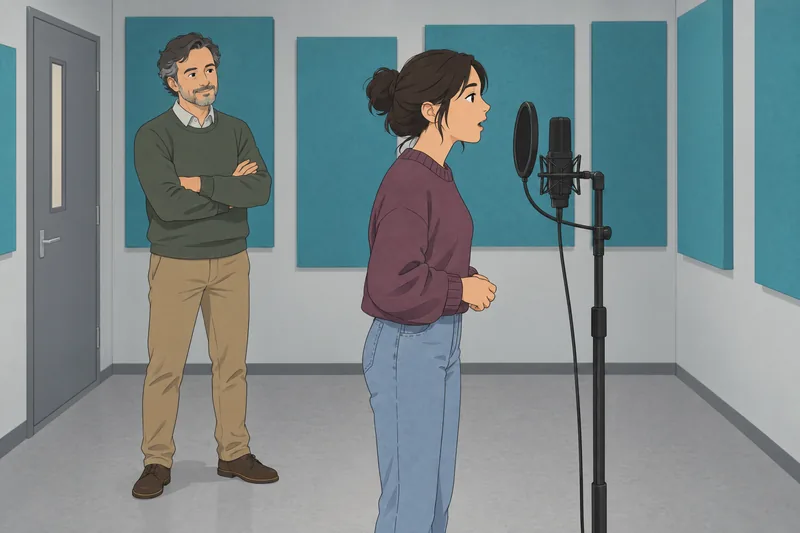 Phonetics Quiz shows speech practice at a microphone.