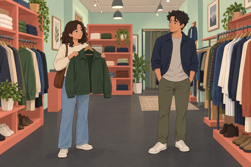 Physical Appearance Comparison appears in a clothing shop.