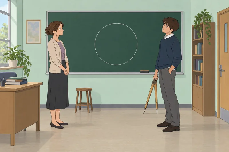 Una escena del cuestionario sobre pi muestra geometría.