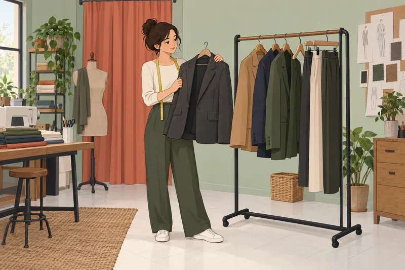 Pick an Outfit shows stylist choosing a jacket.