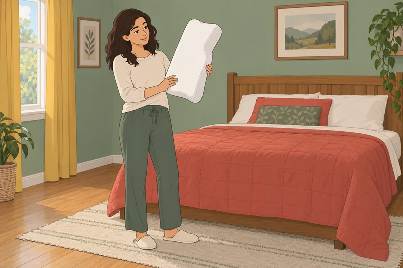 Pillow Quiz shows a woman comparing loft.