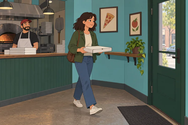 Pizza Quiz follows a customer carrying dinner.