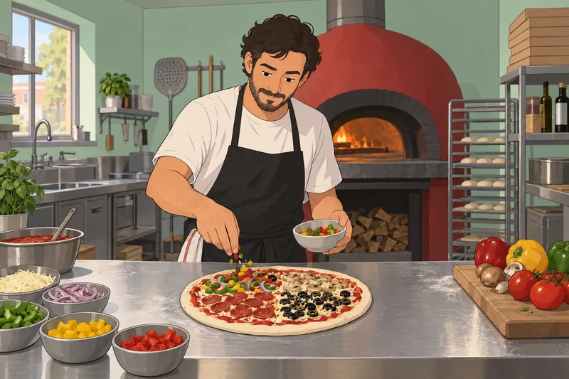 Pizza Quiz shows a baker choosing toppings.