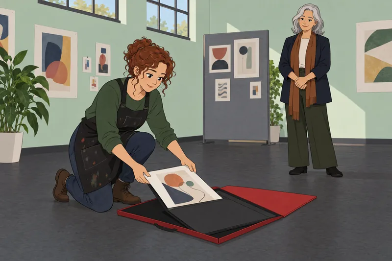 Plagiarism Quiz shows an illustrator filing original work.