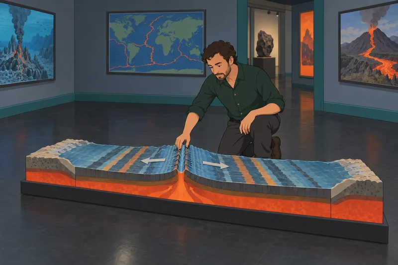 Plate Tectonics Quiz beside a spreading-ridge model.