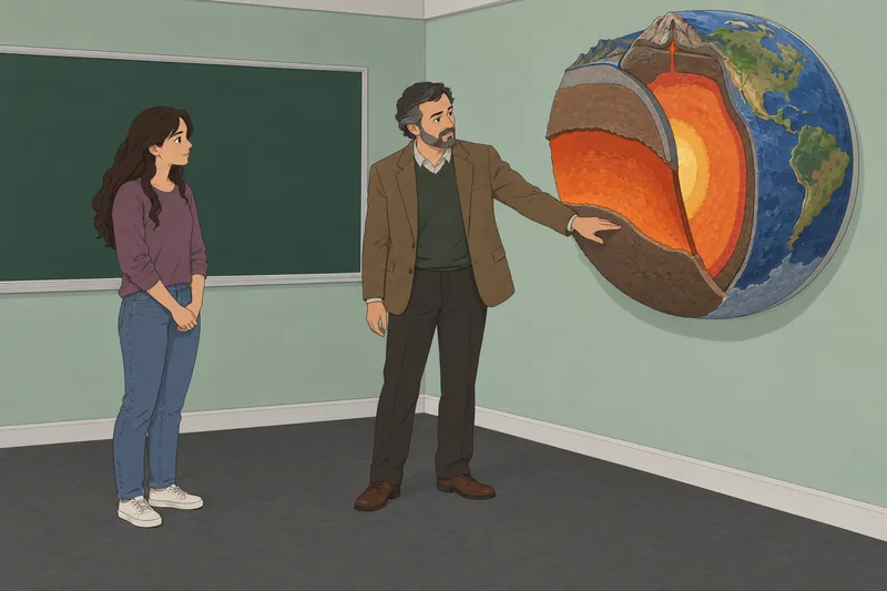 El cuestionario sobre tectónica ocurre en un aula.