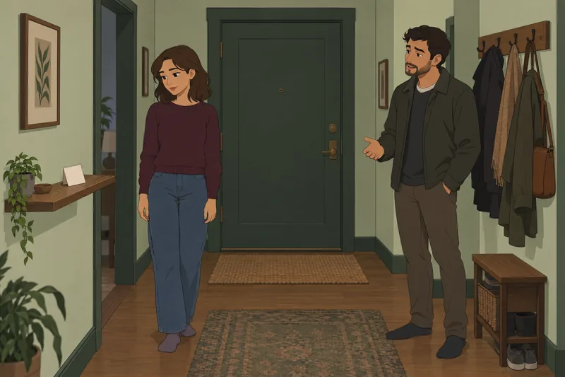 Quiz sobre sentimientos espera junto a una puerta.