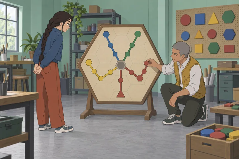 Pokemon Gym Leader studies a branching route.