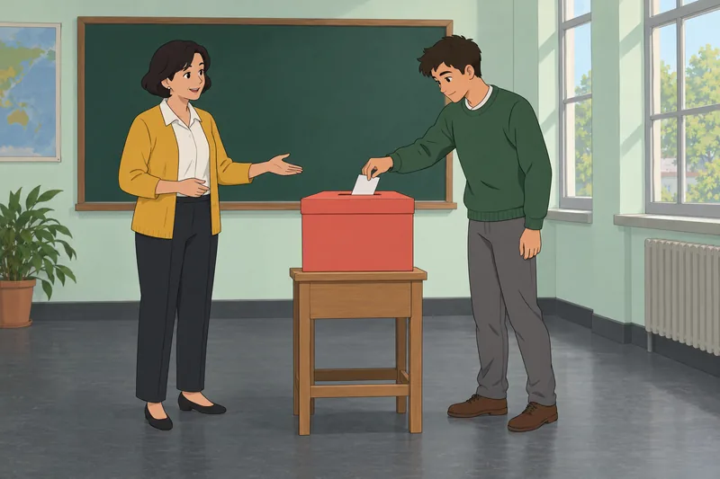 Political Science Quiz shows a civic ballot lesson.