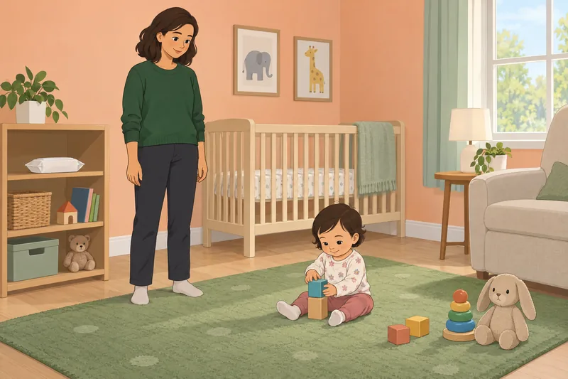 Poop Diaper Quiz beside a nursery crib.