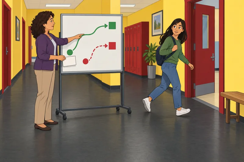 Por and Para guides a hallway route lesson.