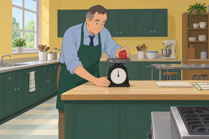 Portion Distortion Quiz weighs an apple for context.