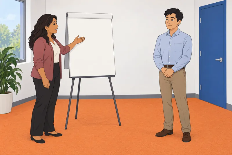 El comportamiento organizacional positivo guía una conversación laboral.