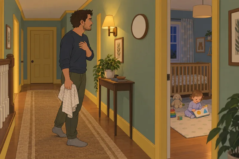 Postpartum Anxiety Test: father watches nursery.