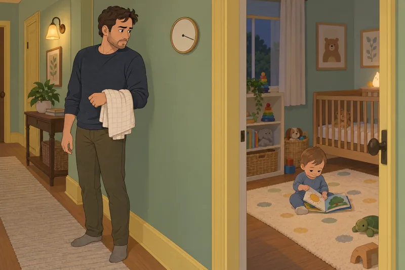 Quiz de ansiedad: padre observa la guardería.