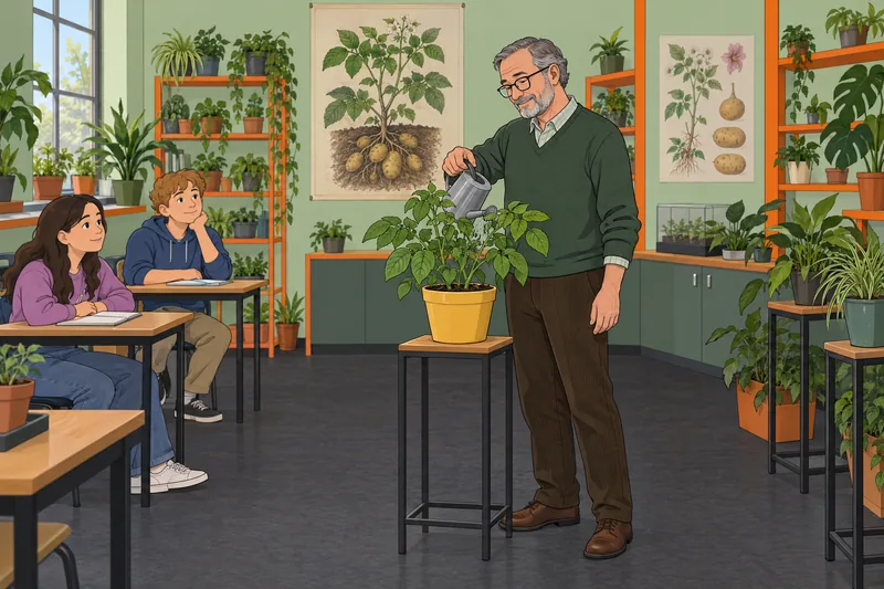 Enseña el cuestionario sobre la planta de papa.