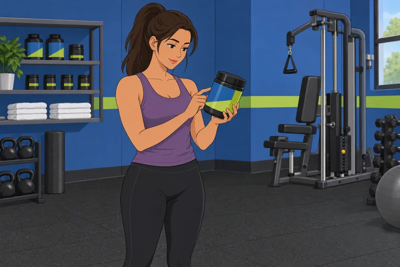 Pre-Workout Quiz shows a shopper checking a tub.