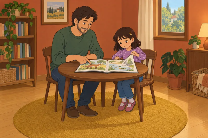 Refleja la participación de los cuidadores leyendo juntos.