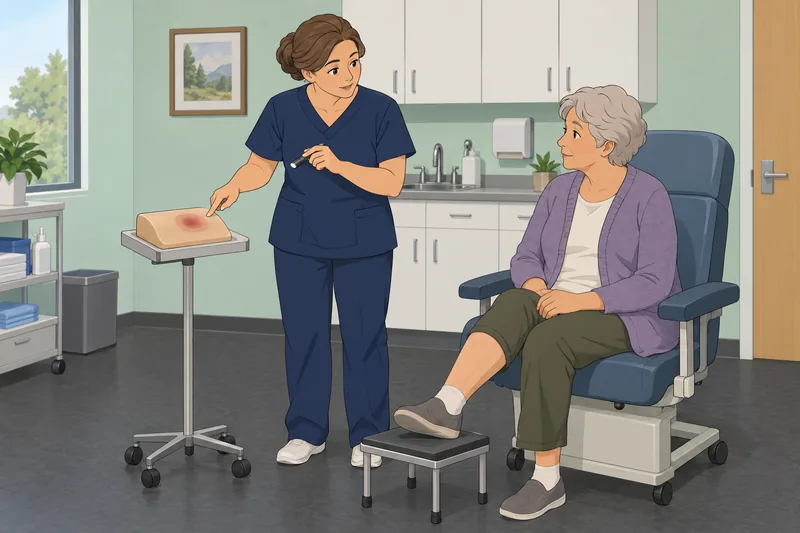 Pressure Ulcer Staging appears in a clinic lesson.
