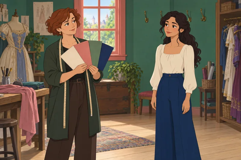 Princess Look Alike: a stylist compares color swatches.