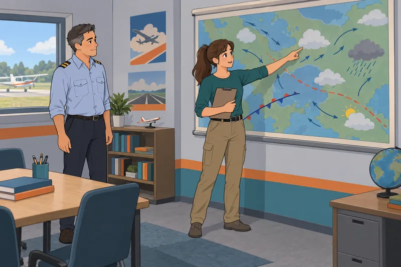 El cuestionario para piloto explora meteorología.