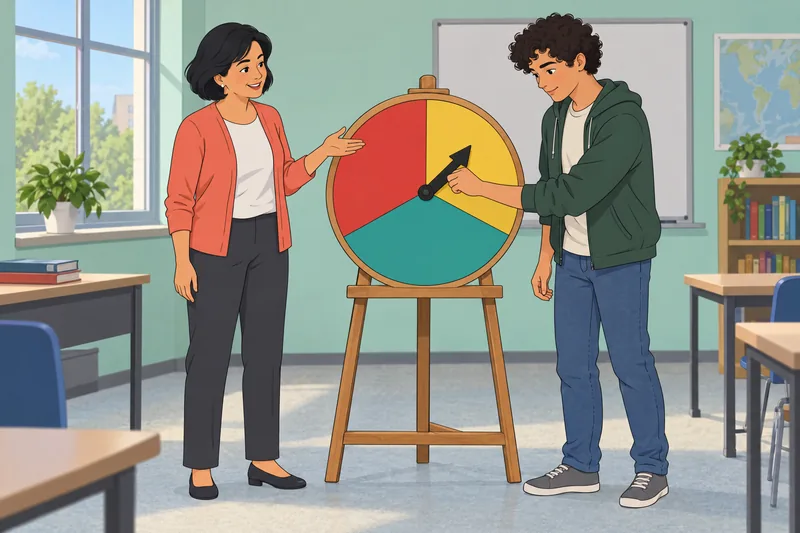 Probability Quiz shows a chance spinner lesson.