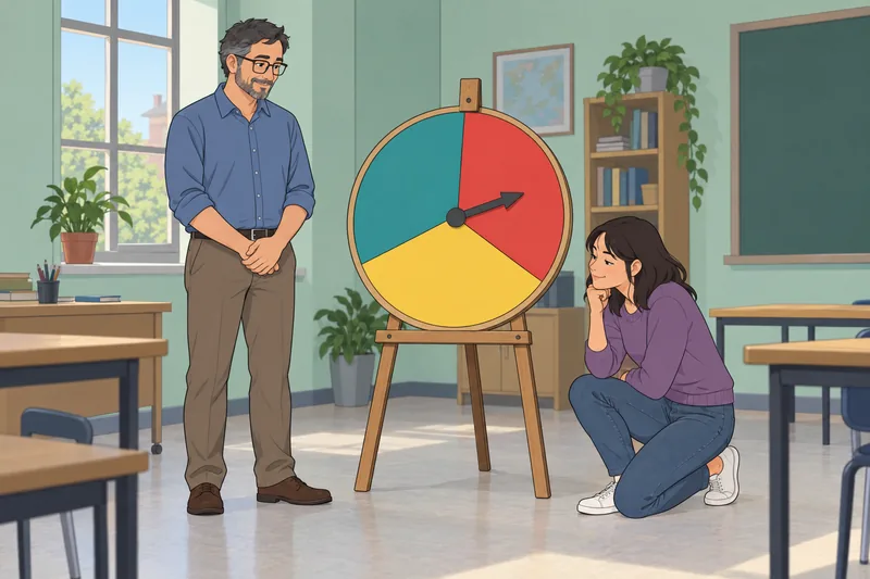 El cuestionario de probabilidad muestra un spinner.