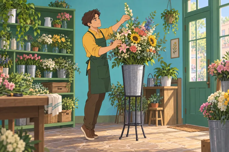 Professional Perfectionism Scale: A florist adjusts one stem.