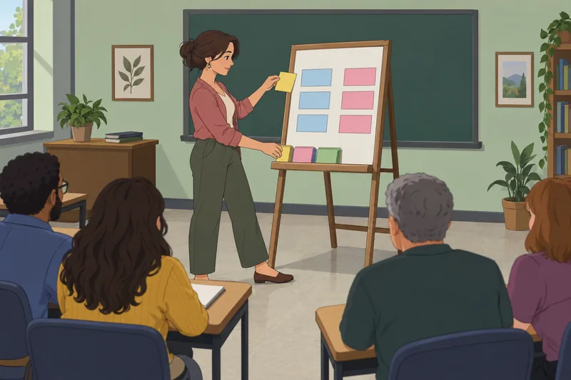 El cuestionario sobre concordancia ocurre en un aula.