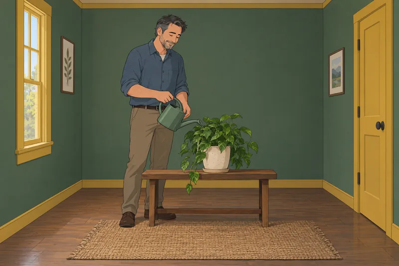 Professional Quality of Life: counselor tends a plant.