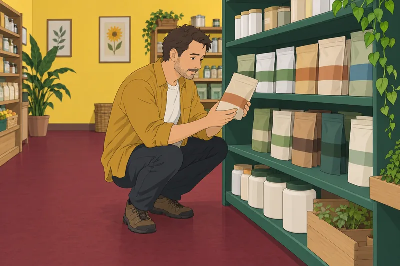 Protein Powder Quiz shows a shopper's pouch choice.