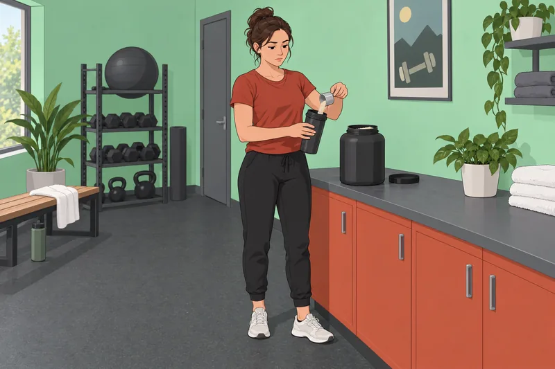 Protein Powder Quiz shows an athlete measuring powder.