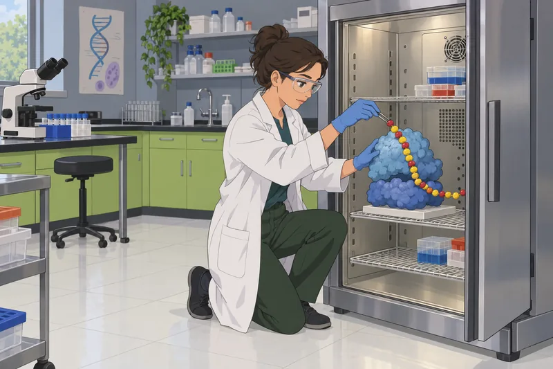 Protein Synthesis Quiz: ribosome model near an incubator.