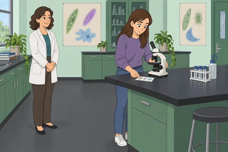 El cuestionario sobre protistas muestra un microscopio.