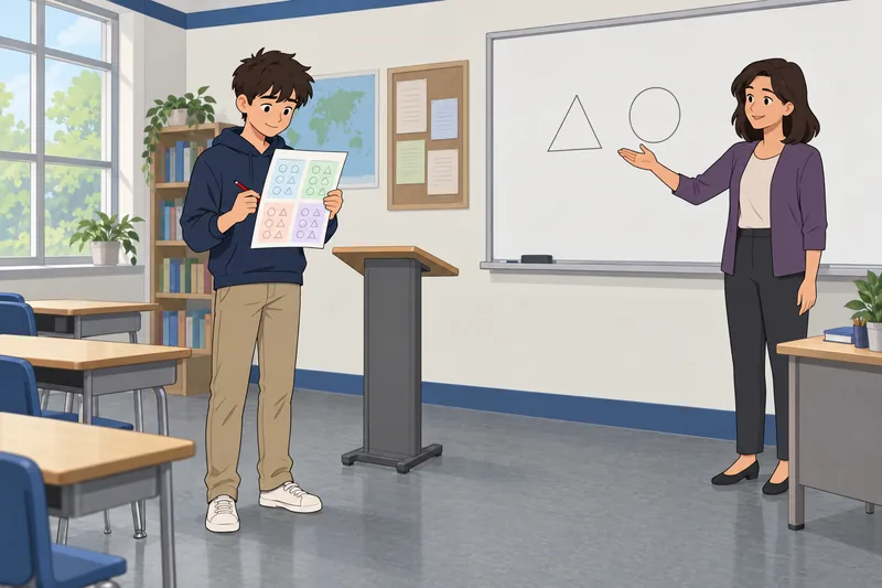 El cuestionario de práctica muestra concentración en clase.