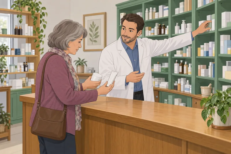 Psoriasis Quiz shows pharmacy care choices.