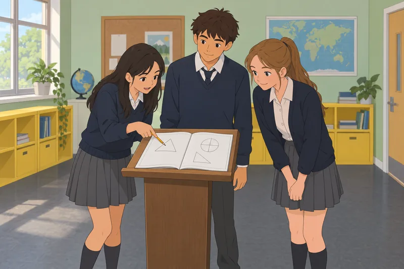 Classroom Group Psychological assessment shows students sharing schoolwork.