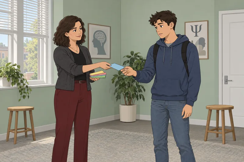 Psychology Research Methods show a student sorting cards.