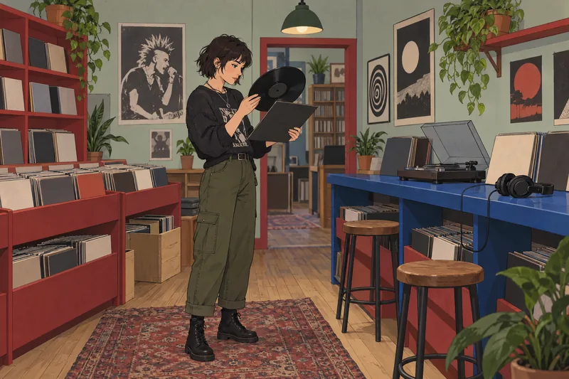 Punk Rock Quiz shows an independent record shop.