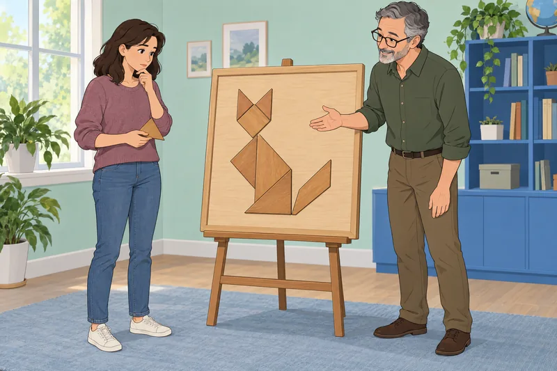 El cuestionario de acertijos muestra piezas geométricas.