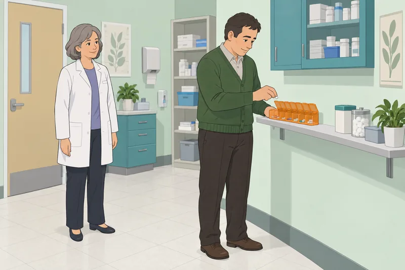 Treatment Adherence Quantitative: patient sorts medication.