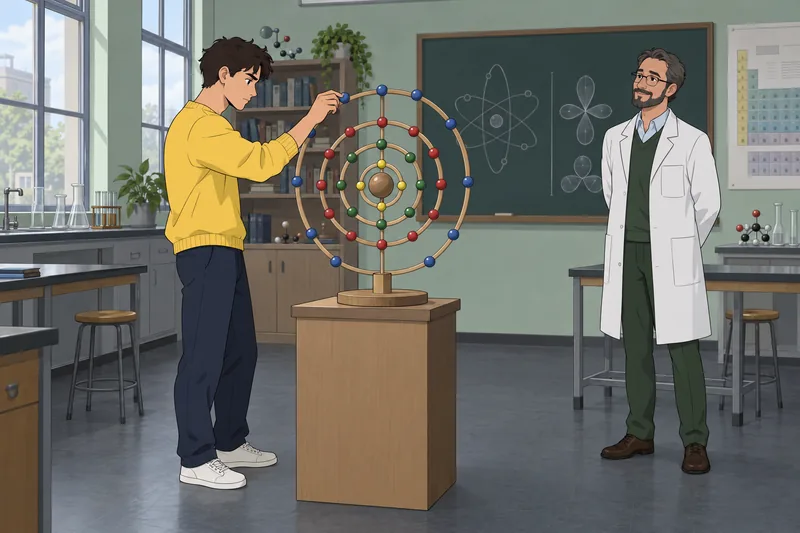 Quantum Numbers Quiz: student studies atom shells.