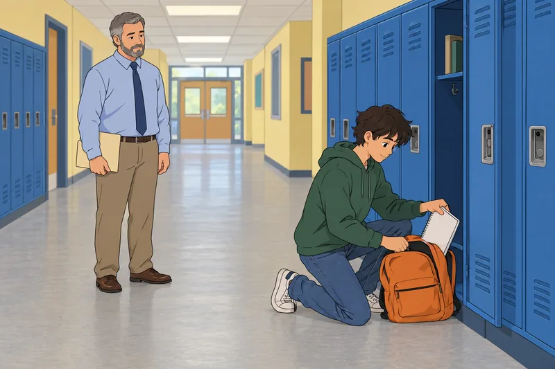 Adolescent Early Substance concerns appear beside a locker.
