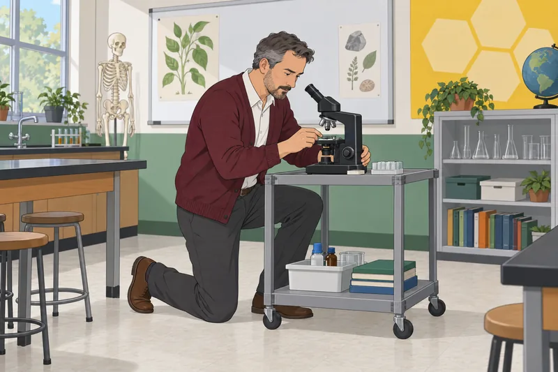 Preferred Work Goal: teacher studies a microscope.