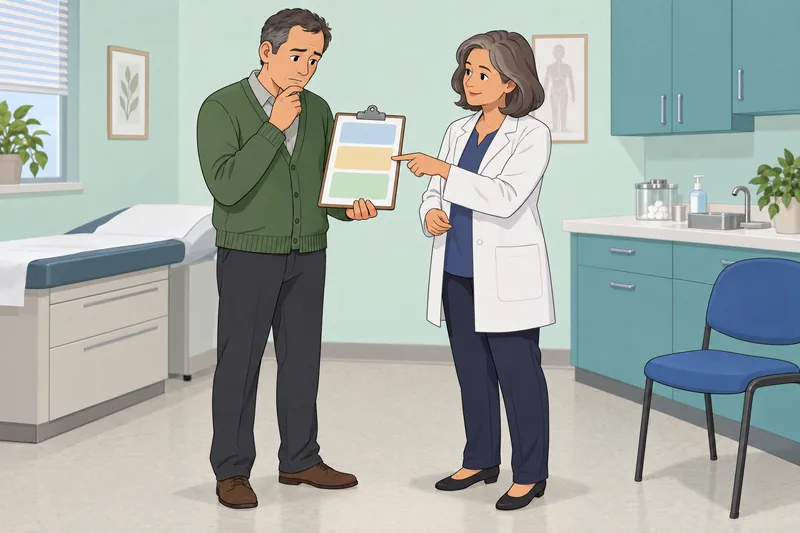 Cognitive Representations of a patient reviewing forms.