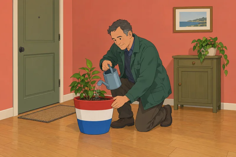 Constructive Patriotism Questionnaire shows gardener tending sapling.