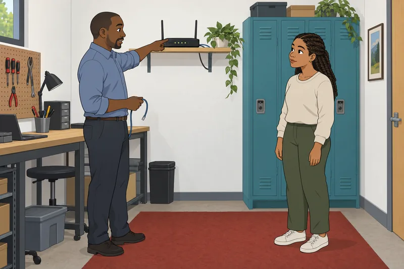 Cyber Socialization Engagement unfolds beside a network router.